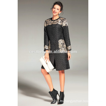 Libano Moda Líbano Largo Invierno Negro Floral Coat Oriente Medio Elegante Negro Invierno sobretodo